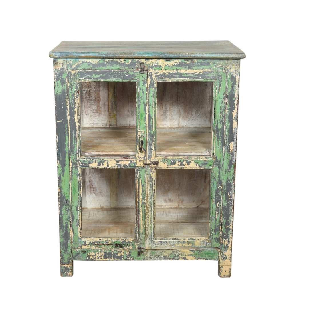 Wood & Glass Display Cabinet Green