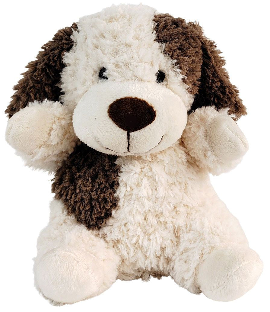 Curly Dog Soft Toy White & Brown 18cm