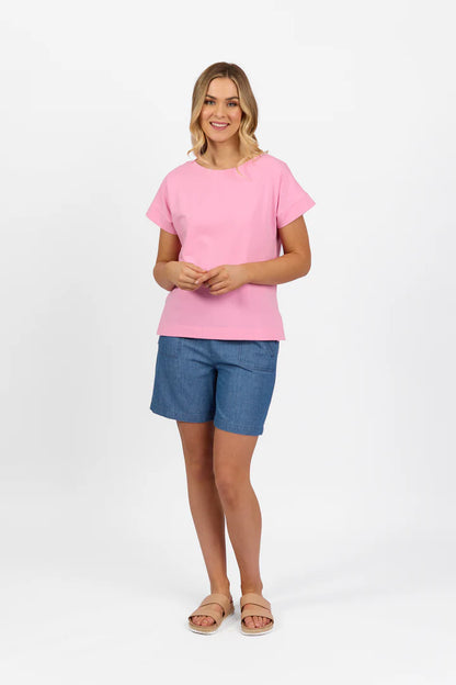 Vassalli Drop Sleeve Top with Stepped Hem