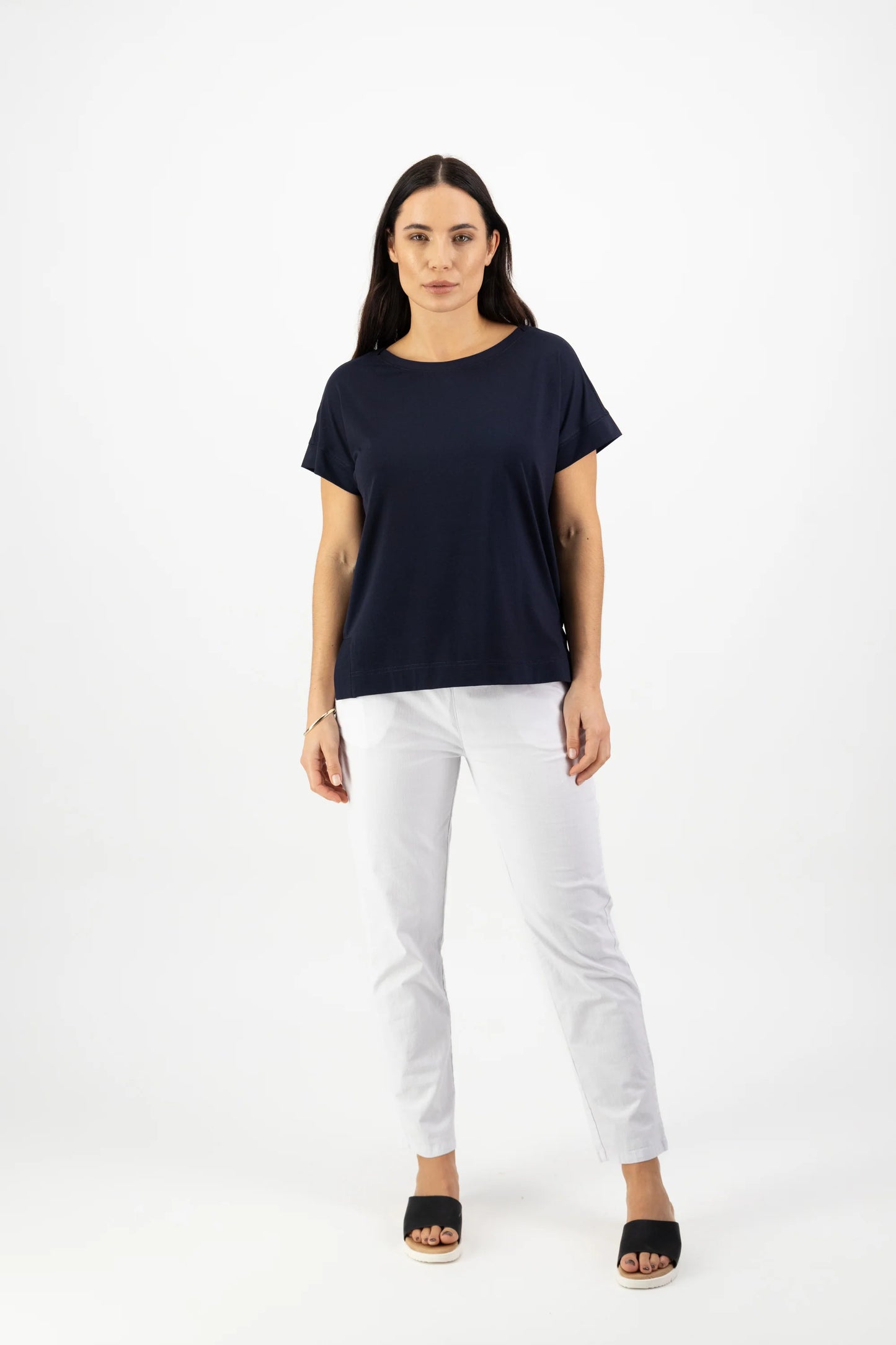 Vassalli Drop Sleeve Top with Stepped Hem