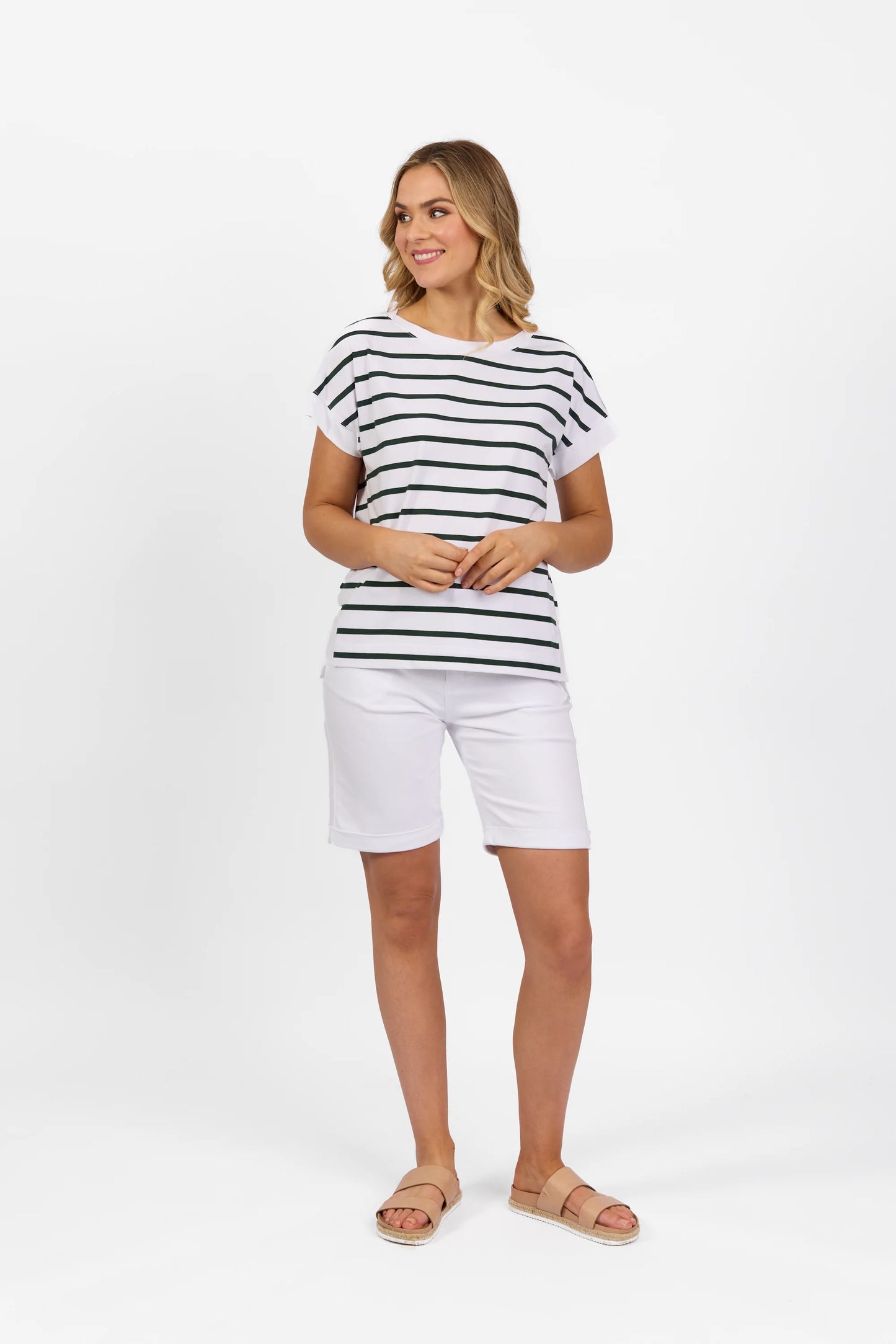 Vassalli Drop Sleeve Top with Stepped Hem