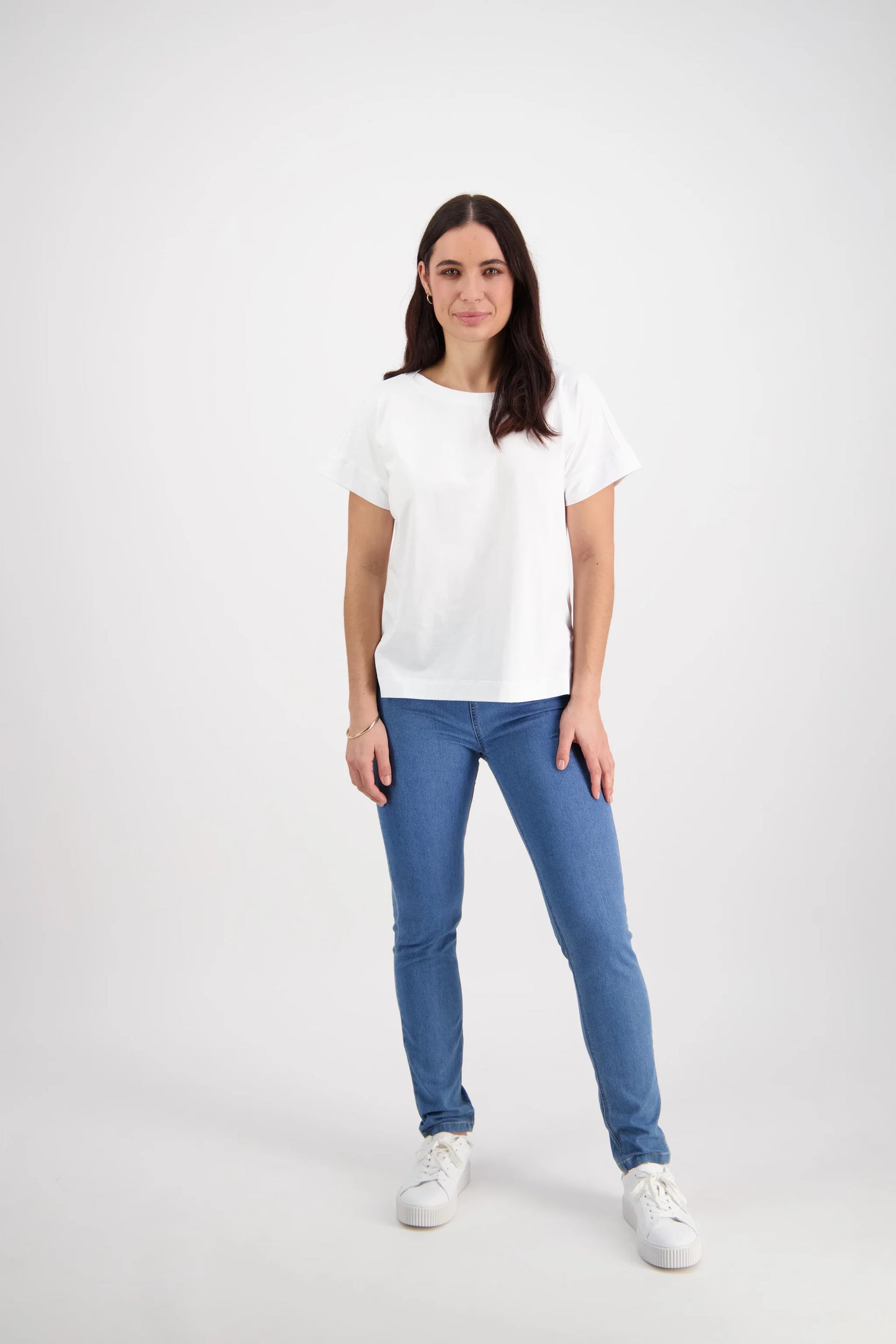 Vassalli Drop Sleeve Top with Stepped Hem