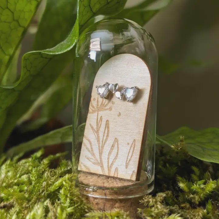 Double Heart SS & Cubic Zirconia Studs