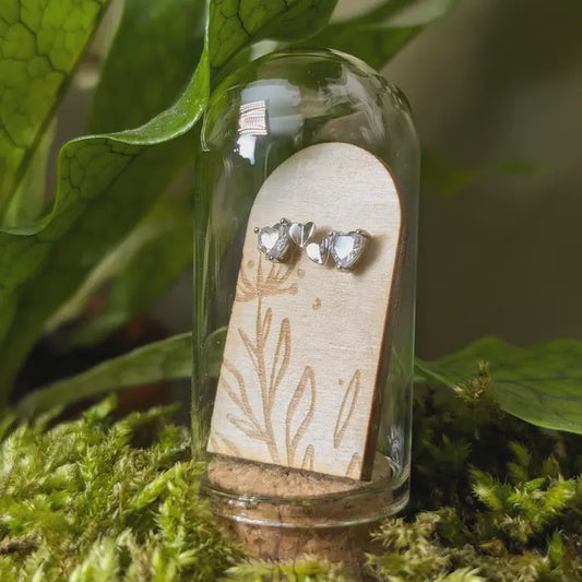 Double Heart SS & Cubic Zirconia Studs