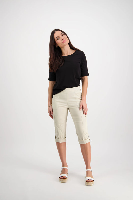 Vassalli - Poplin Pull On Cargo Pant - Sand