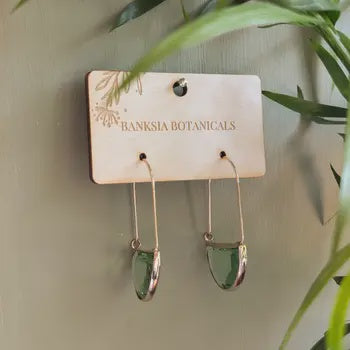 Green Glass Dangle Earrings
