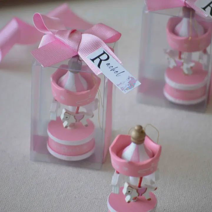 Pink Wooden Carousel Theme Favors