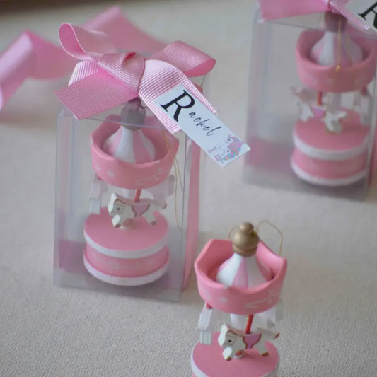 Pink Wooden Carousel Theme Favors