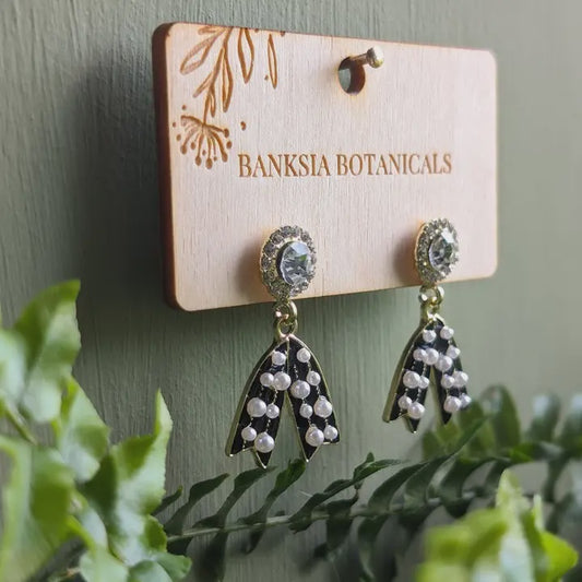 Gold & Black Cubic Zirconia Earrings