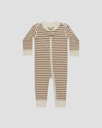 Quincy Mae - Zip Long Sleeve Sleeper - Cinnamon Stripe