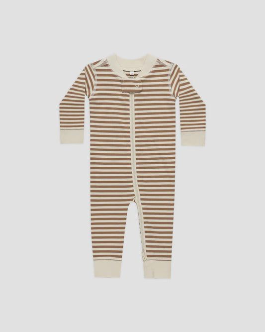 Quincy Mae - Zip Long Sleeve Sleeper - Cinnamon Stripe