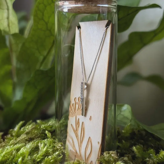 Cubic Zirconia Bar SS Necklace