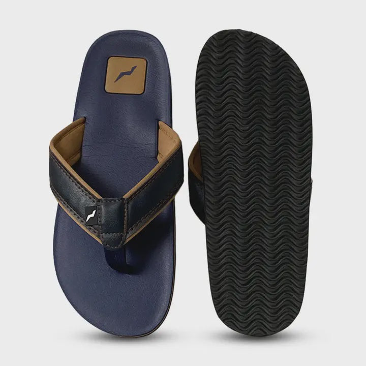 Norty Mens Flip Flop Navy Camel