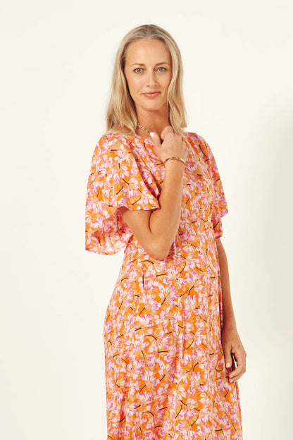 Lemon Tree - Mavis Dress in Orange Tulips