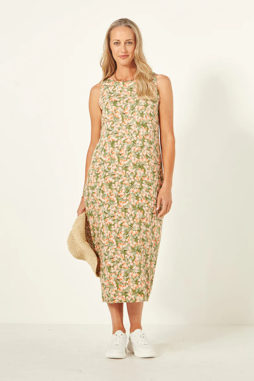 Lemon Tree - Mimi Dress in Green Tulips