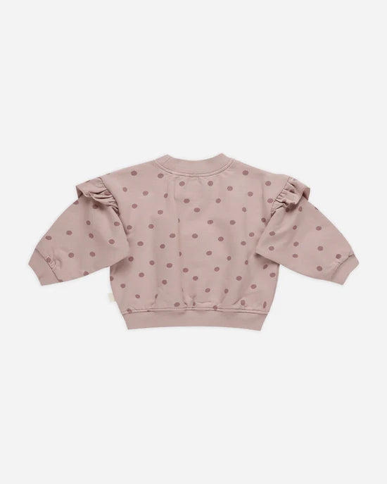 Quincy Mae - Ruffle Fleece Sweatshirt - Polka Dots