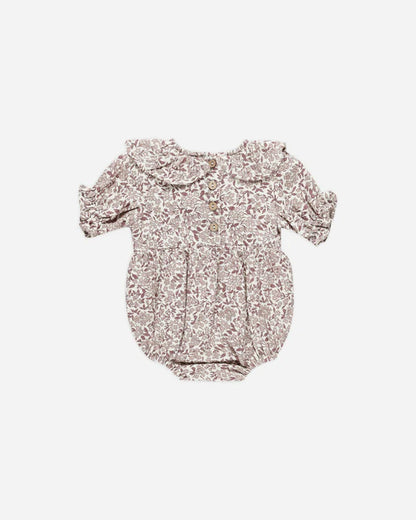 Quincy Mae - Collared Romper - Mauve Ditsy