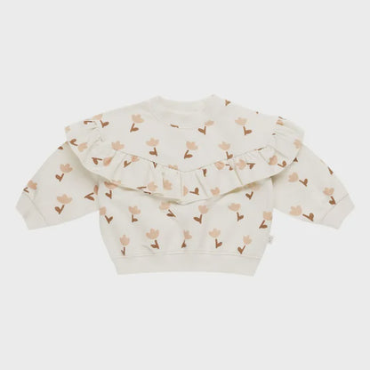 Quincy Mae - Ruffle Fleece Sweatshirt -Tulips Ivory