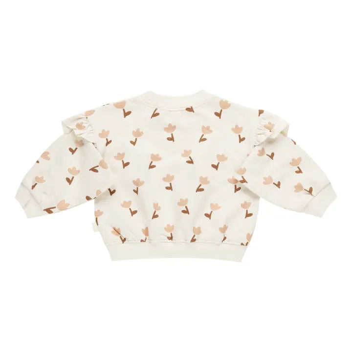 Quincy Mae - Ruffle Fleece Sweatshirt -Tulips Ivory