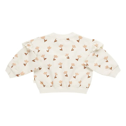 Quincy Mae - Ruffle Fleece Sweatshirt -Tulips Ivory