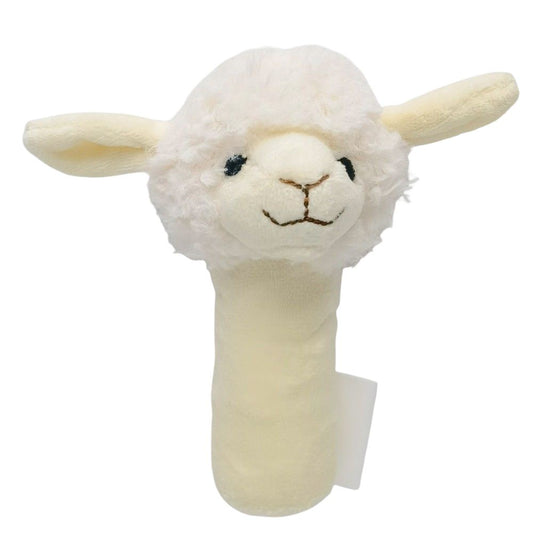 Curly Sheep Soft Rattle White 13cm