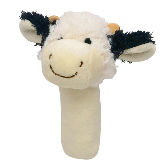 Curly Cow Soft Rattle White & Black 13cm