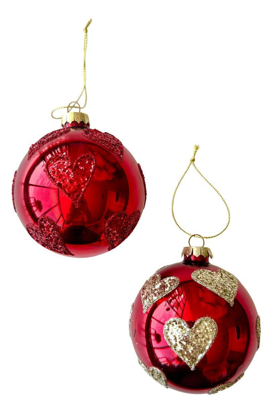 Glitter Heart Baubles Hanging Dec