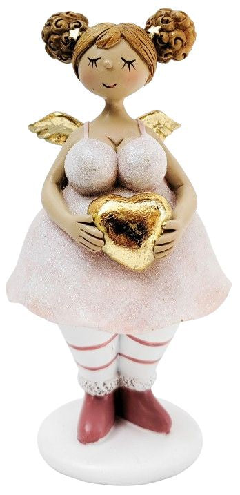 Curvy Angel Holding Heart Standing Decor