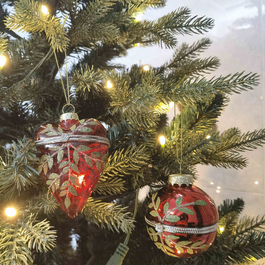 Faberge Egg Heart & Bauble Red 6cm