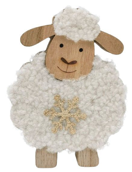Fluffy Sheep Standing Decoration White