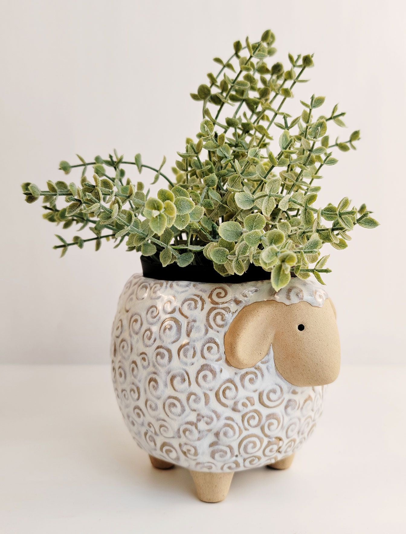 Sheep Planter White & Sand Sm 12cm