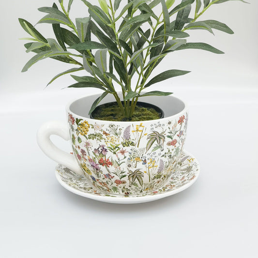 Botanicals Tea Cup Planter Green