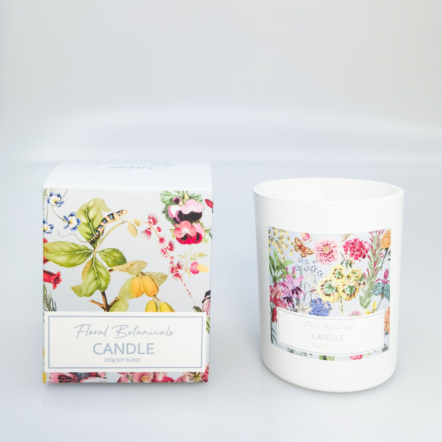 Botanicals Boxed Candle Blue & White