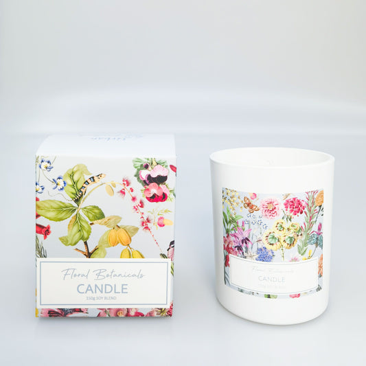 Botanicals Boxed Candle Blue & White