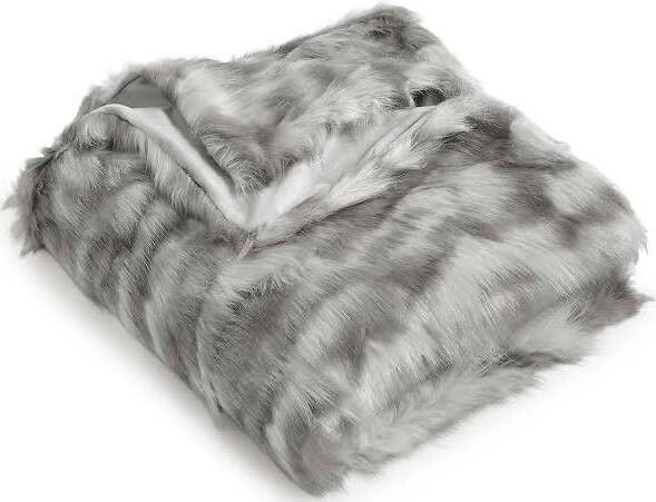 Rouched Printed Faux Rabbit Throw