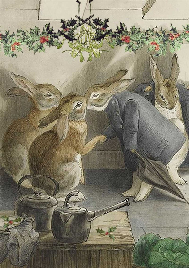 Rabbits & Holly Card