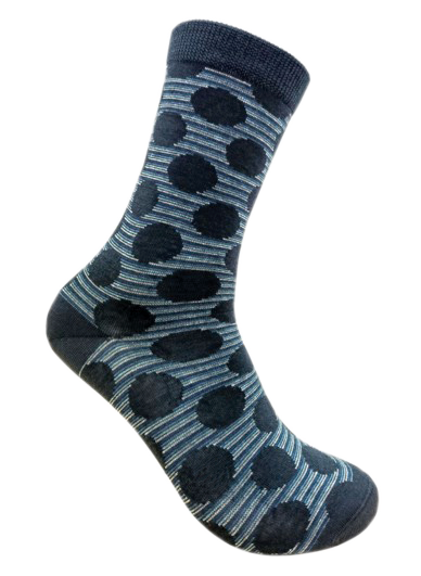 DS - Ladies Merino Crew Stripe/Dot Socks