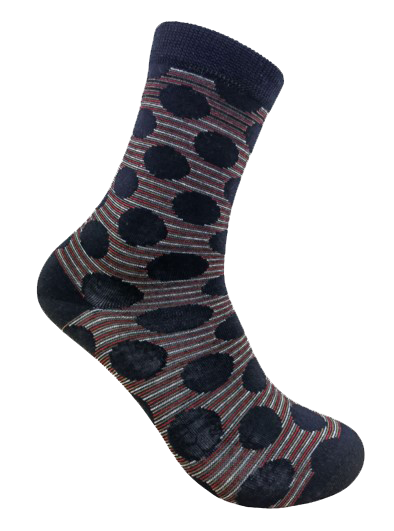 DS - Ladies Merino Crew Stripe/Dot Socks