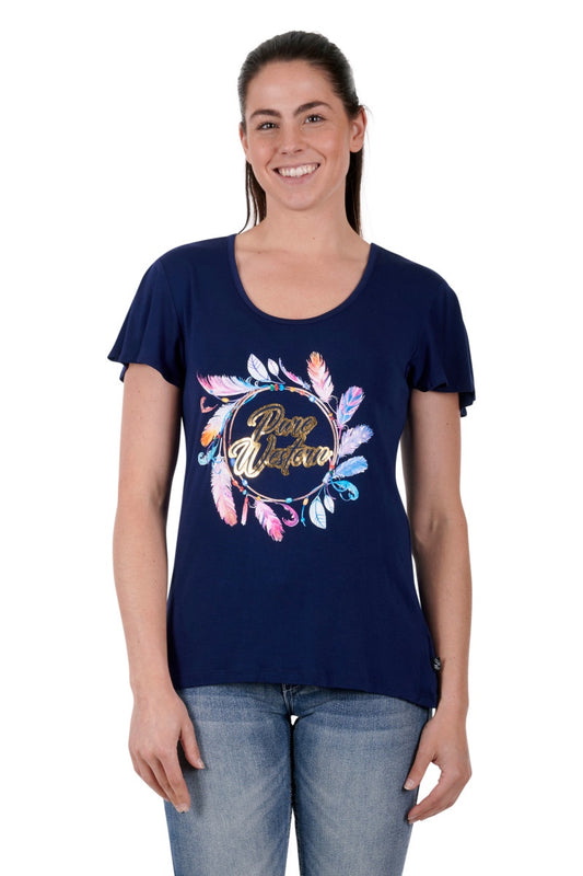 Pure Western- Womans Dylan Tee- Navy