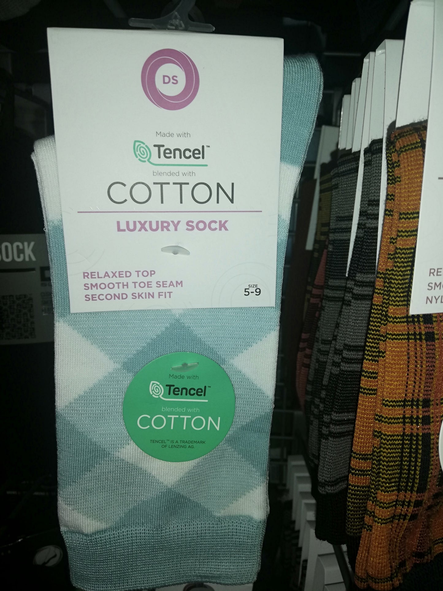 DS - Tencel Cotton Criss Cross Gingham Sock