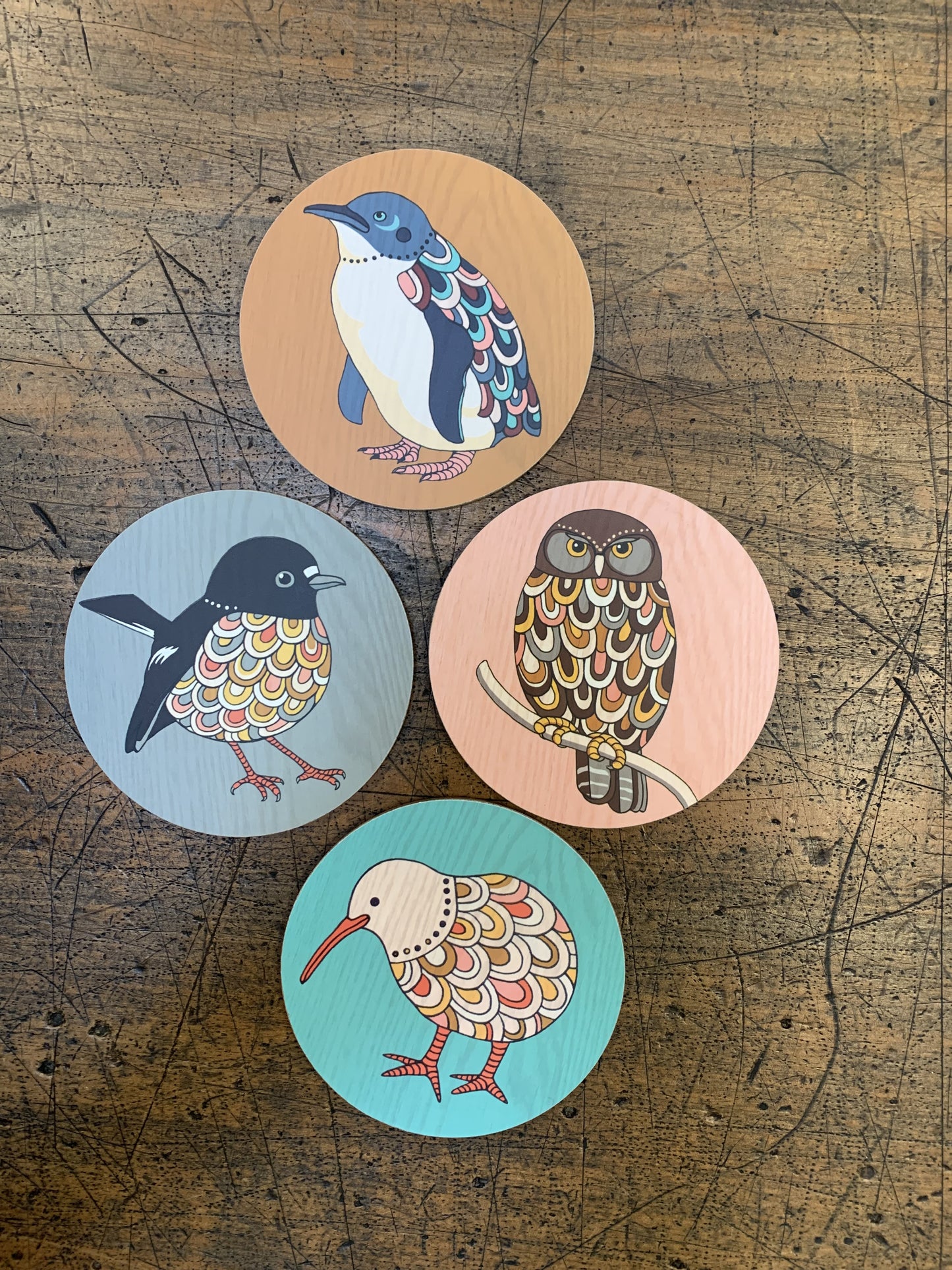 Live Wires - NZ Native Bird Coaster Set