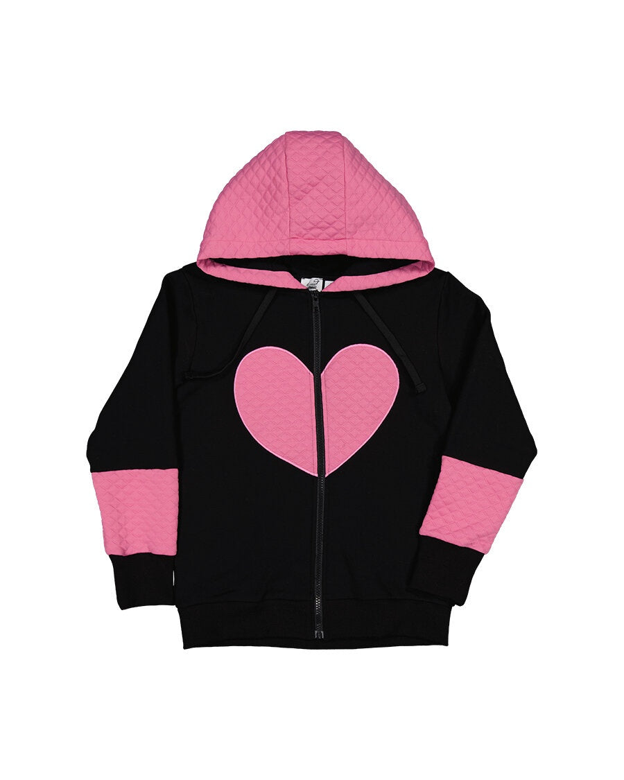 Kissed By Radicool- Quilted Heart Zip Hood