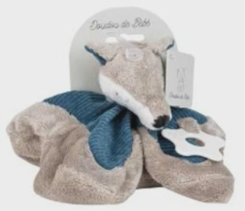 Grey & Blue Fox Doudou 20cm