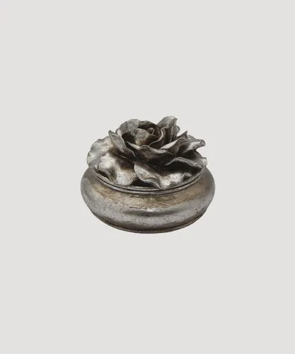 French Country - Camelia Round Trinket Box/Pewter finish