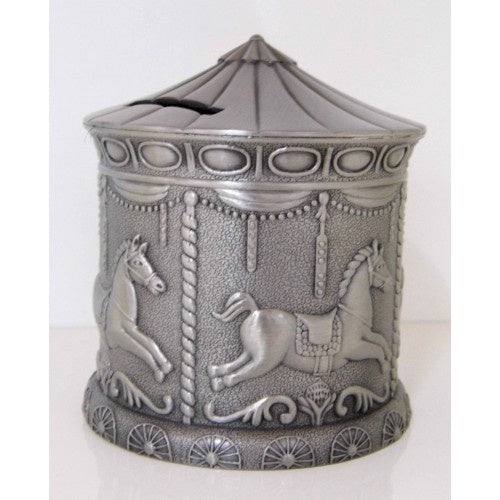 Pewter Plated Carousel Money Bank