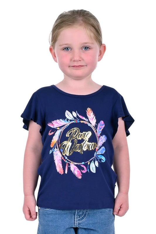 Pure Western- Girls Dylan Tee- Navy