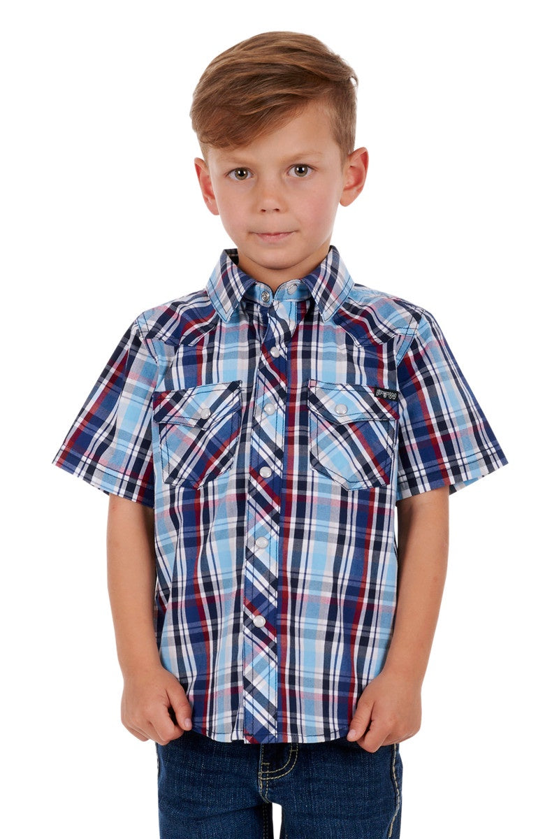 Pure Western- Boys Logan Shirt- Navy/Red