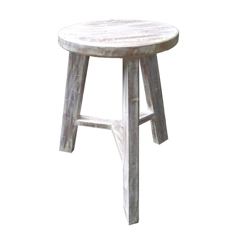 Round Reclaimed Teak Tripod Stool